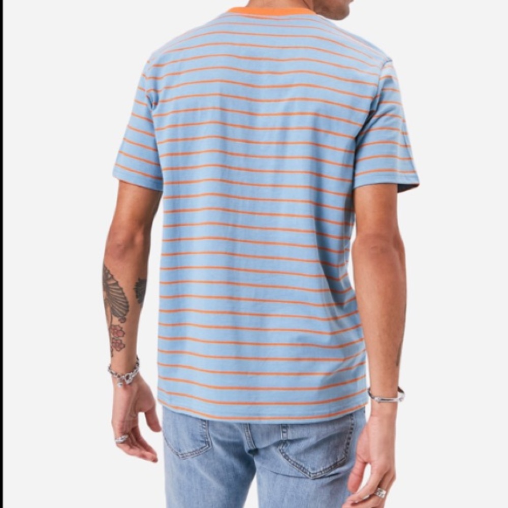 Forever 21 LIGHT BLUE/WHITE Striped Knit Tee Shirt